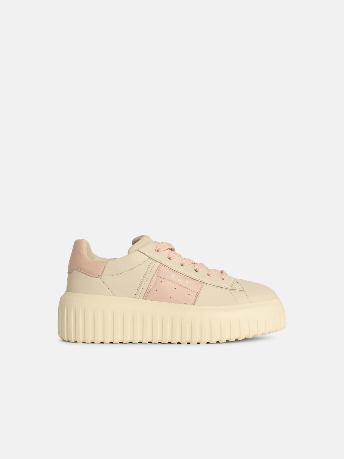 'H STRIPES' IVORY LEATHER SNEAKERS - 1