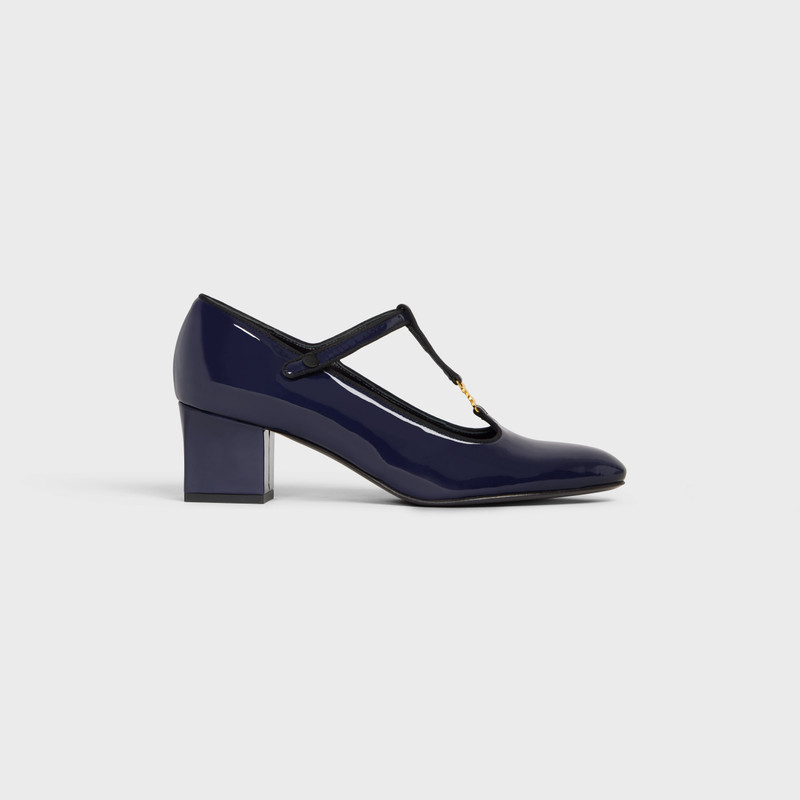 Celine Babies T-Bar Pump in Patent Calfskin and Grosgrain 1