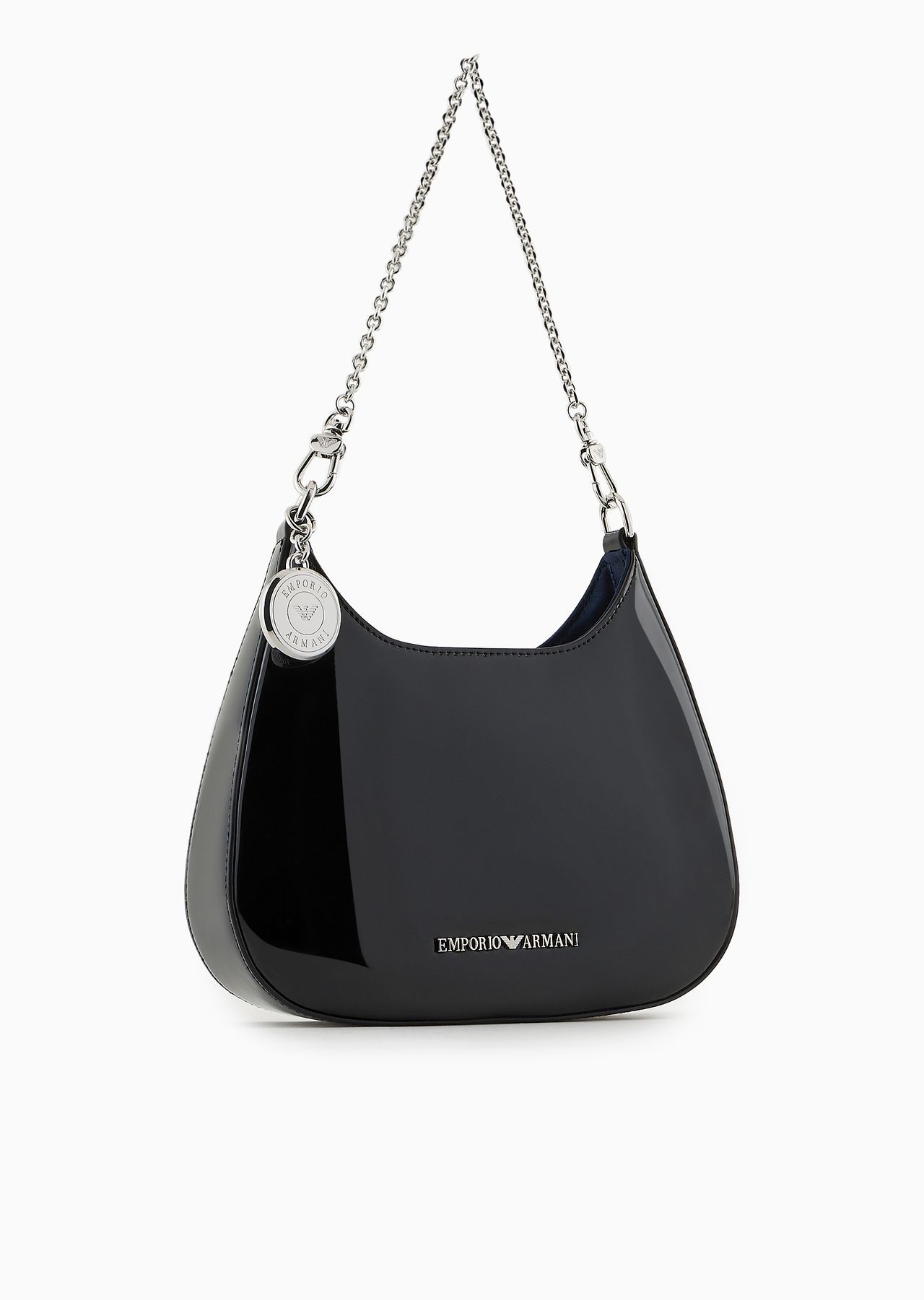 Small hobo shoulder bag in patent leather with chain strap - 2