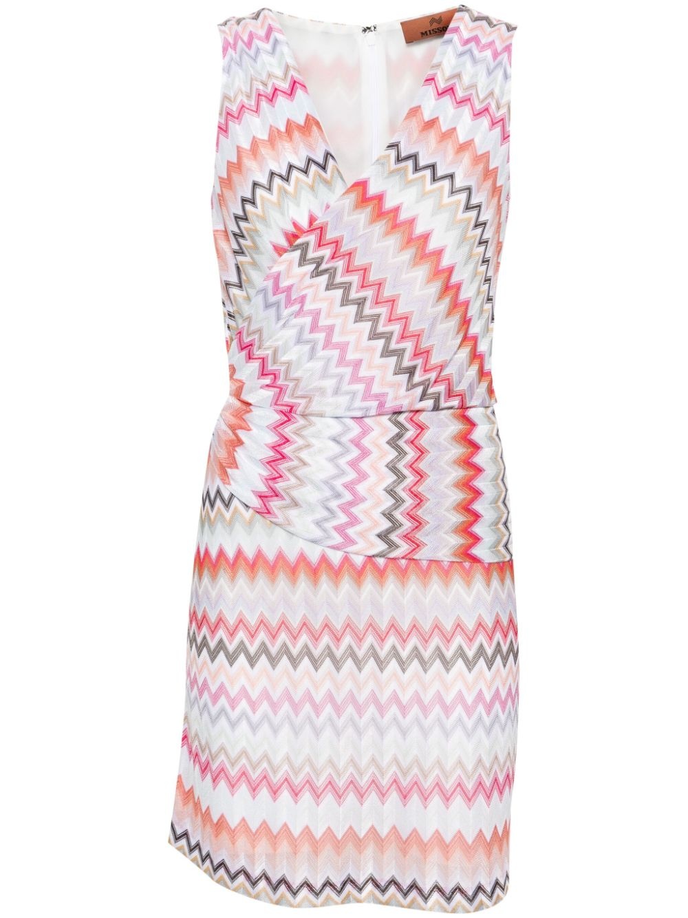 zigzag-woven draped-detail dress - 1