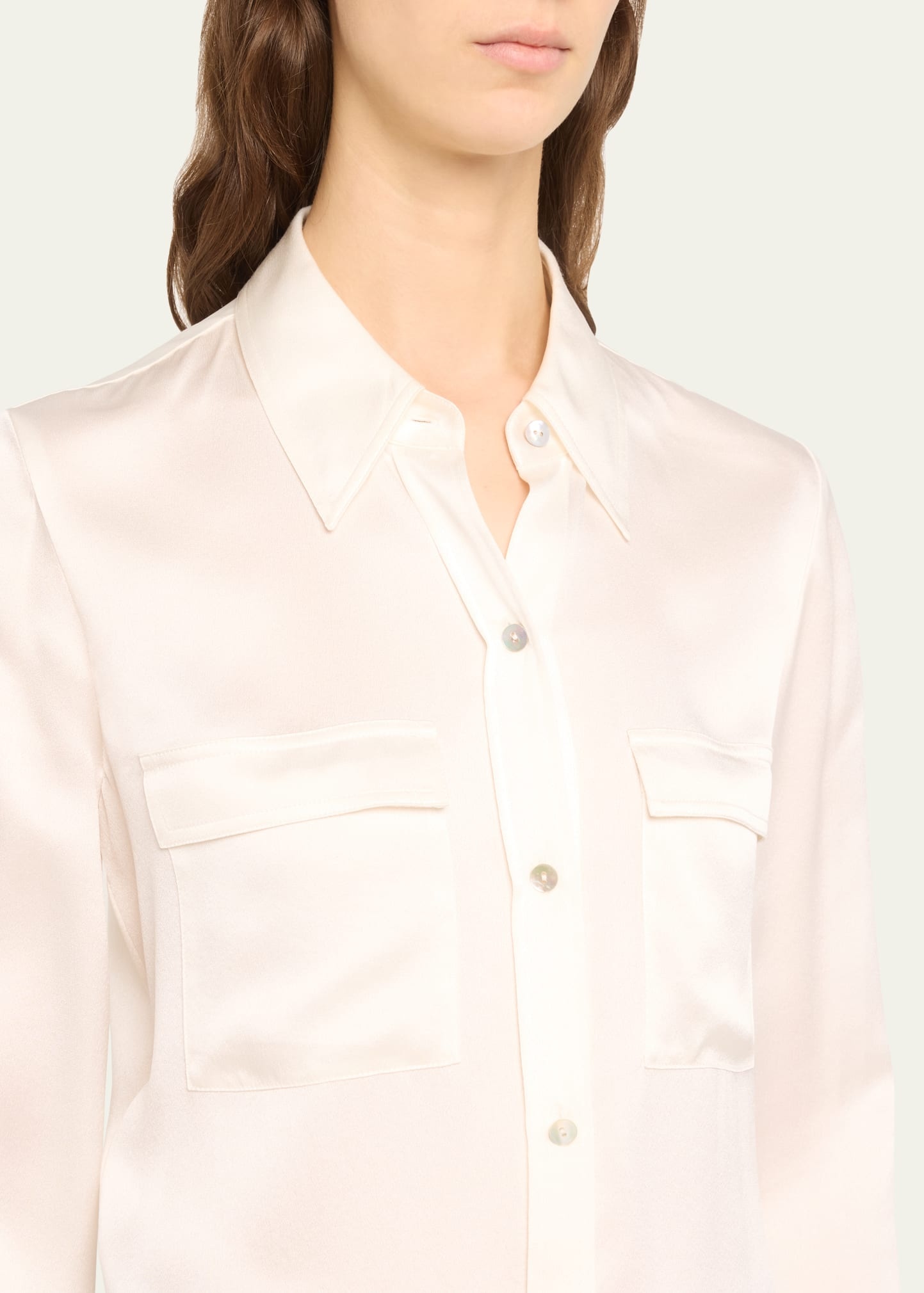 Long-Sleeve Silk Pullover Polo Top - 5