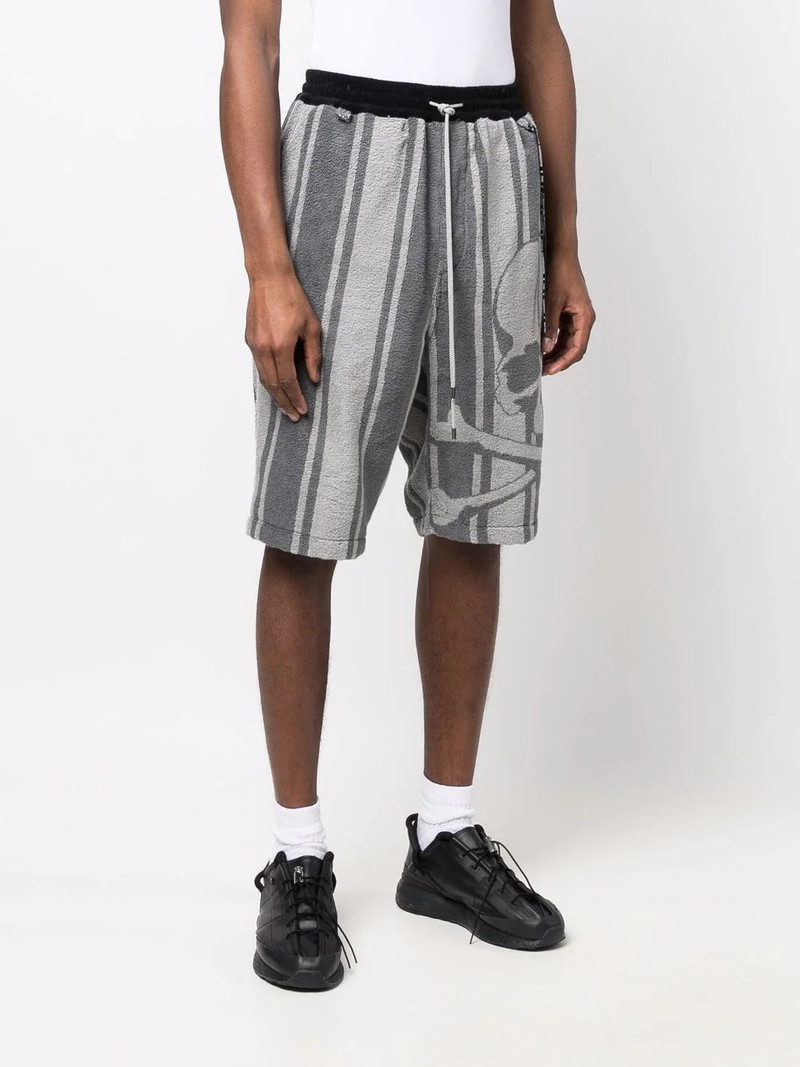 striped skull-print track shorts 3