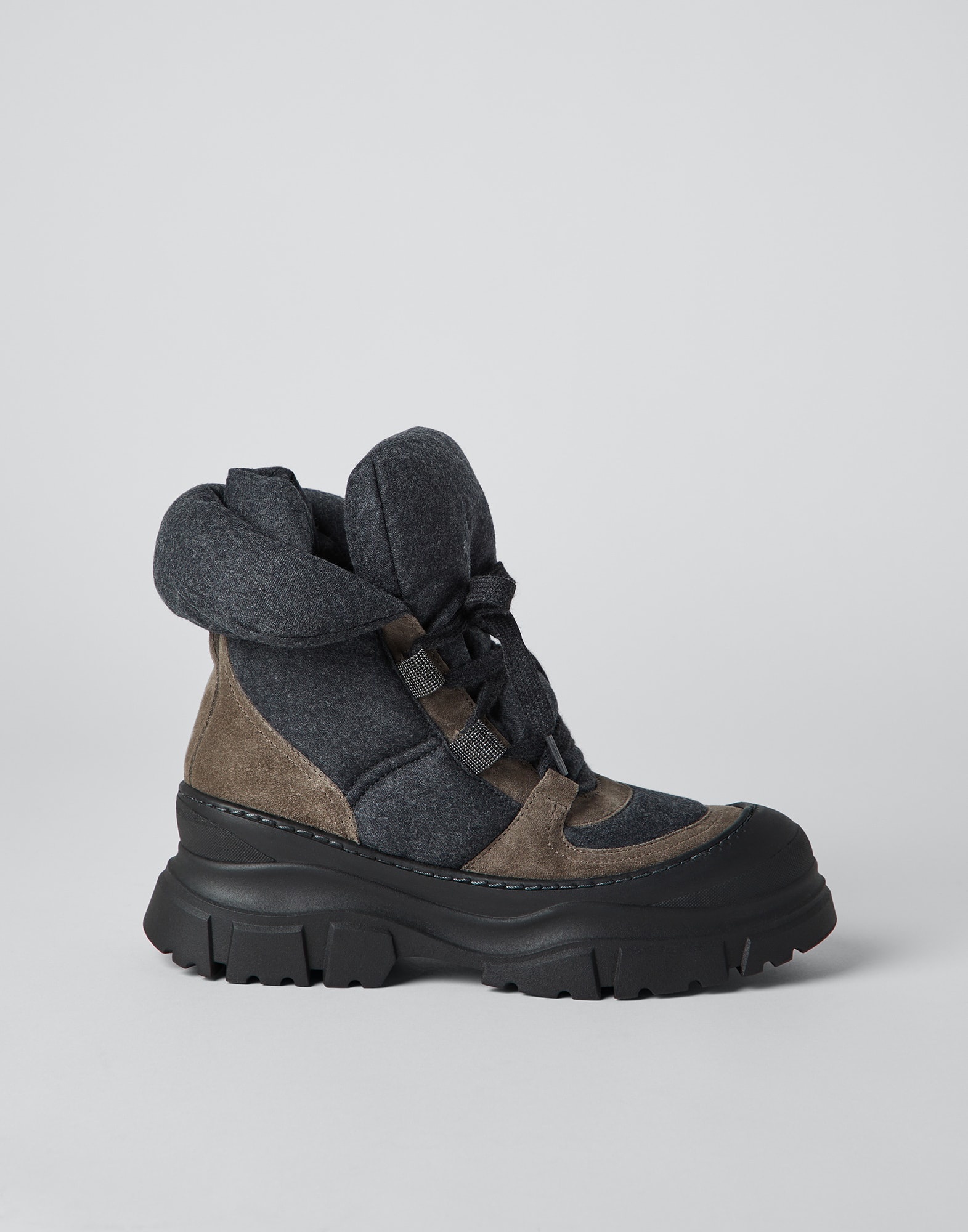 Virgin wool flannel e suede mountain boots with monili - 5