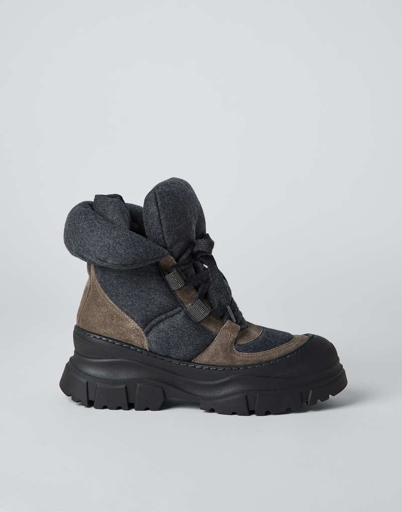 Virgin wool flannel e suede mountain boots with monili 5