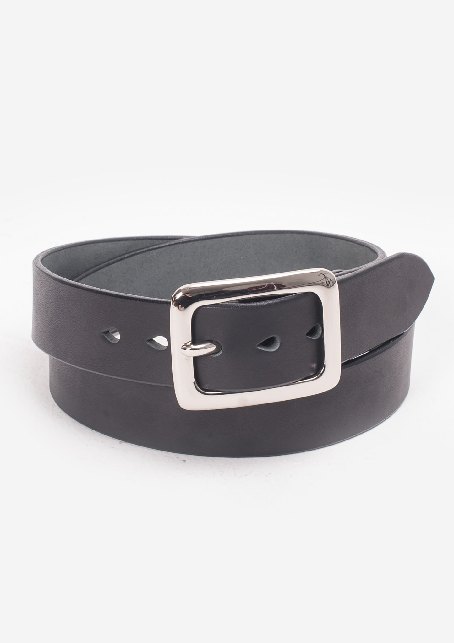 IHB-08-BLK Heavy Duty "Tochigi" Leather Belt with Nickel Plated Garrison Buckle - Black - 1