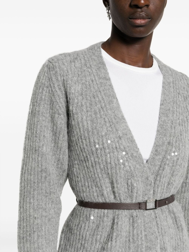 sequin-embellished belted cardigan 5
