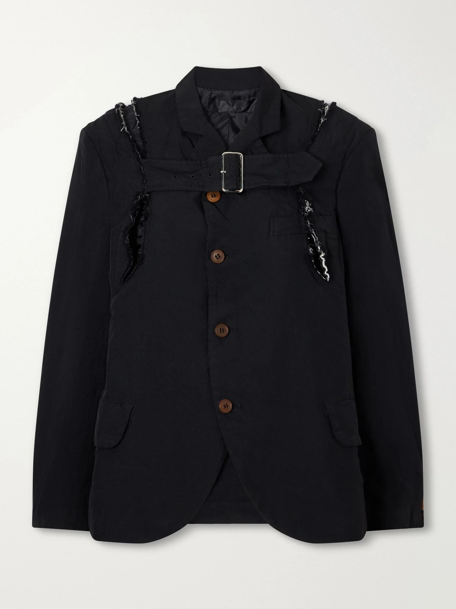 Buckled deconstructed canvas blazer Black - 1