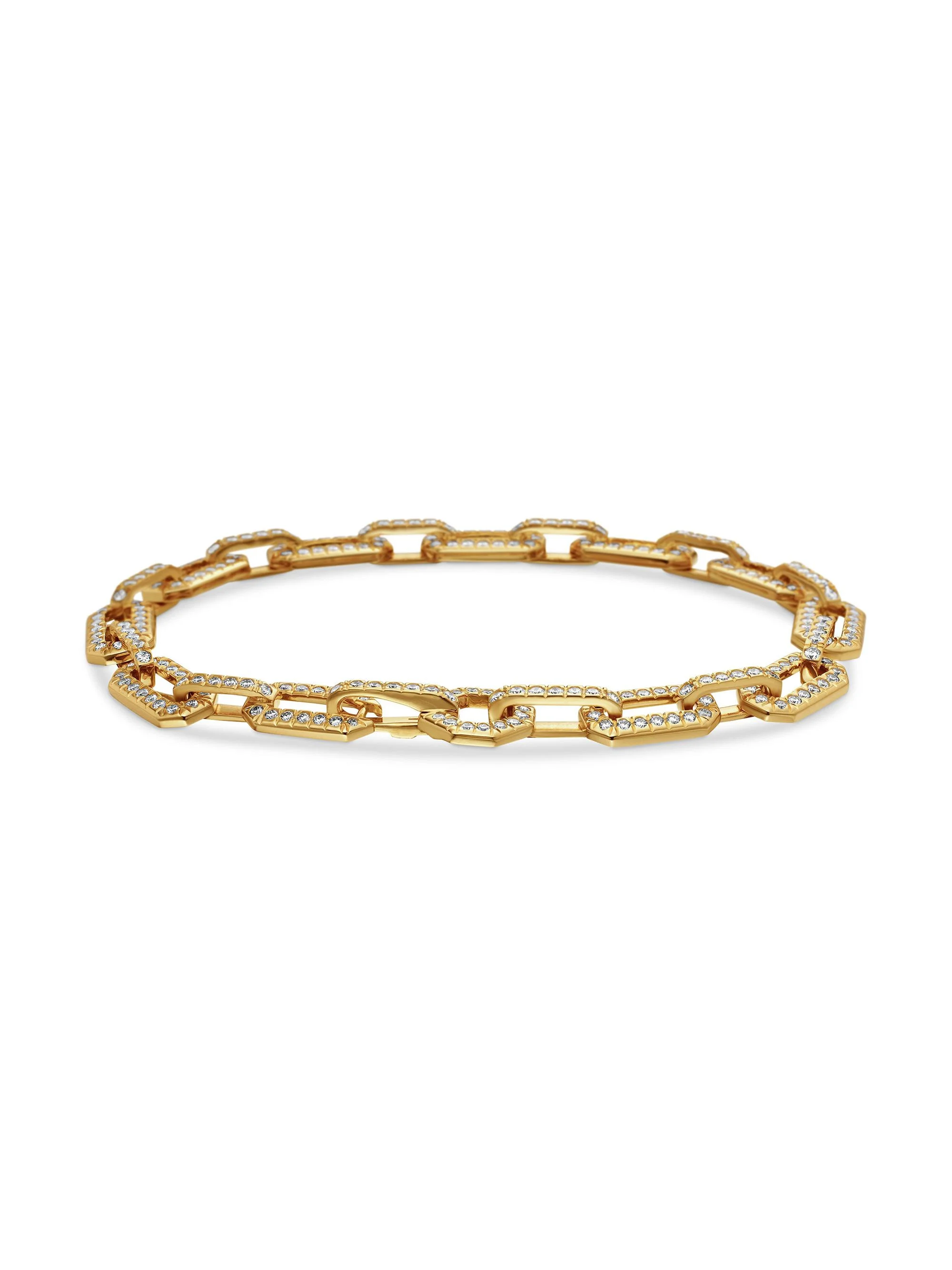 Women's Pavé Chain Bracelet in 18K Yellow Gold - Diamond - 1
