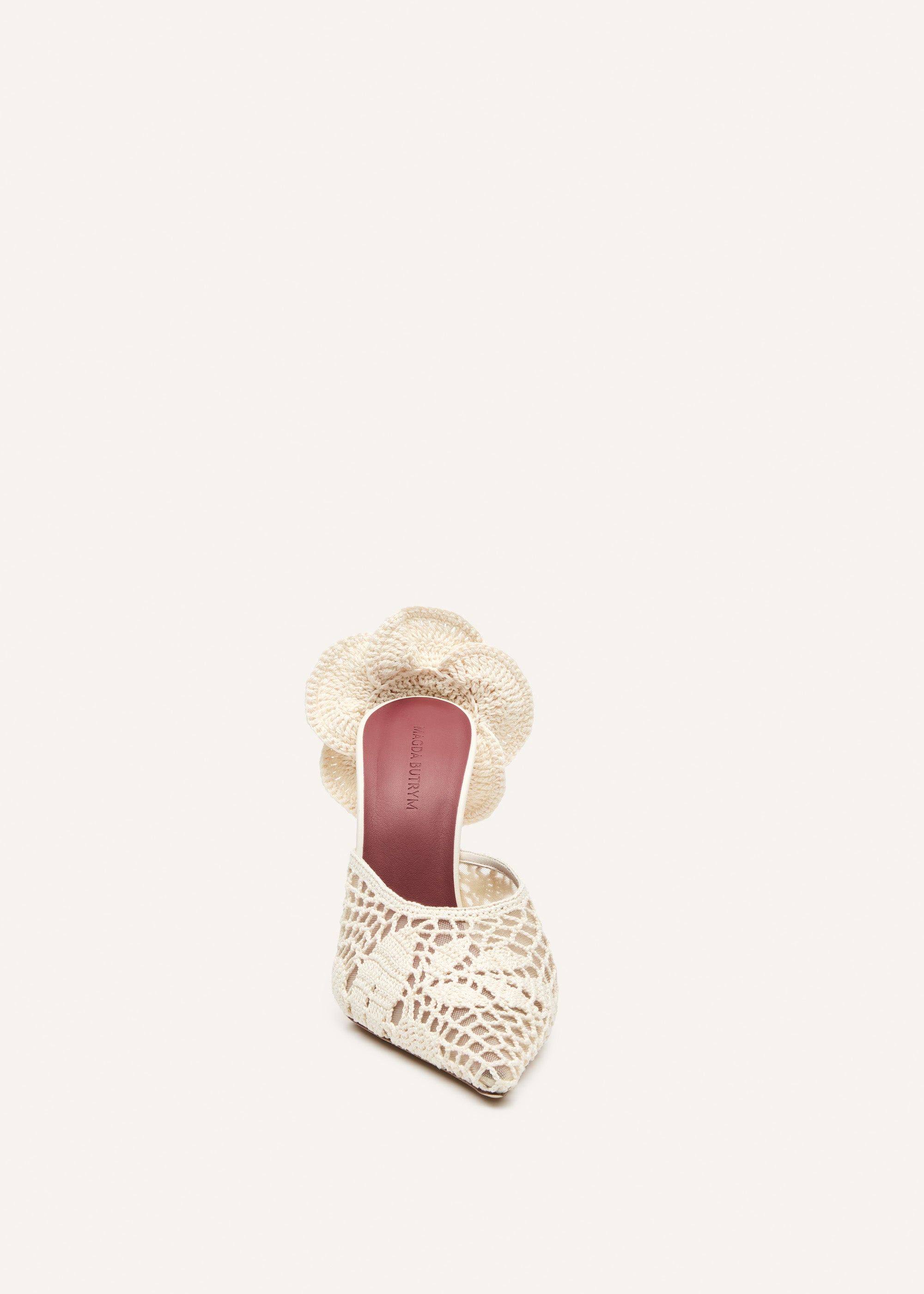 Pointed flower mules in cream crochet - 3
