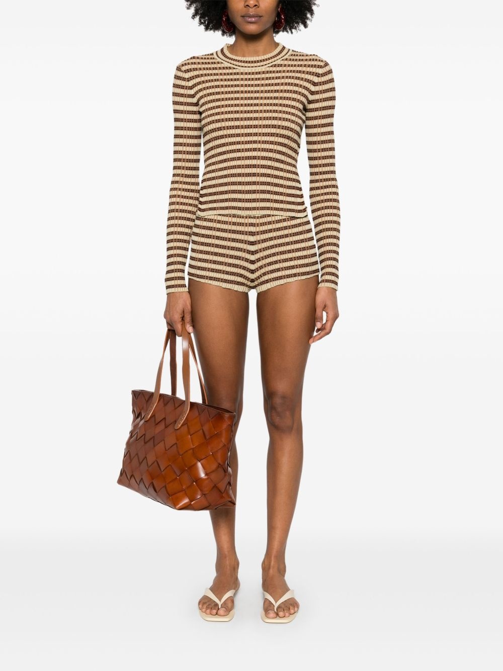 ribbed-knit shorts - 2