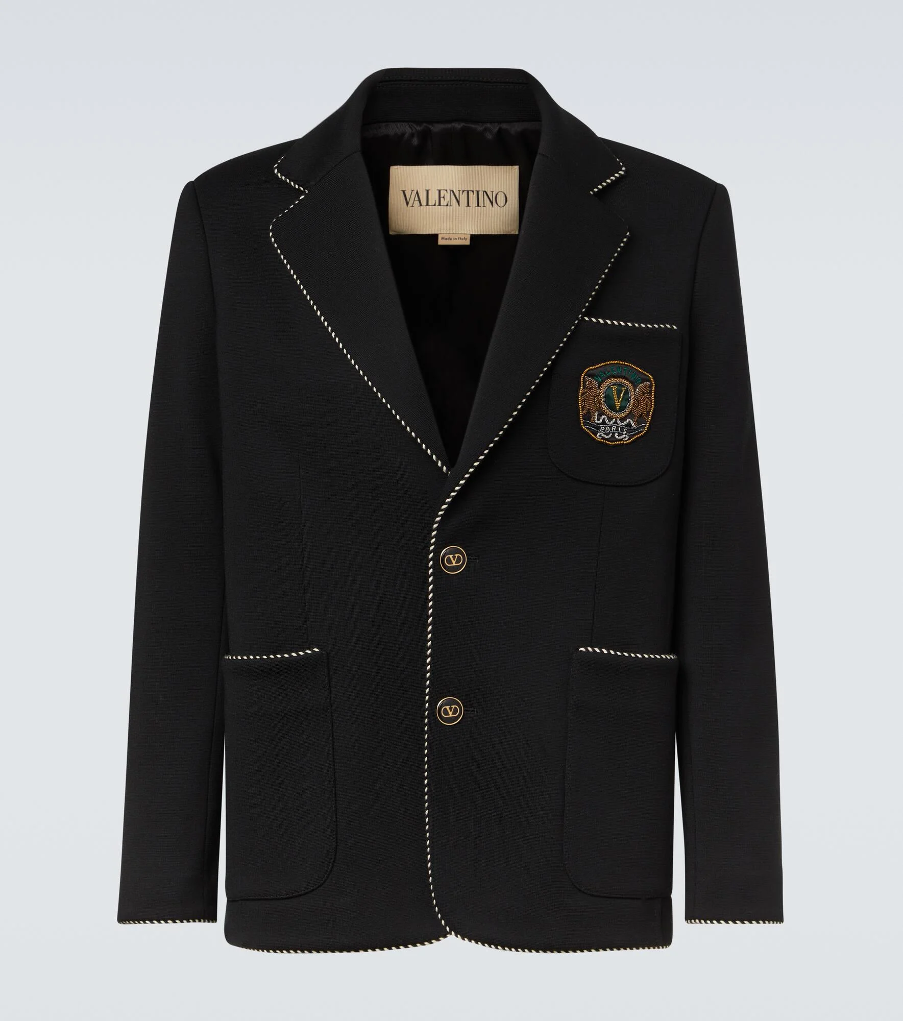 Embroidered virgin wool blazer - 1