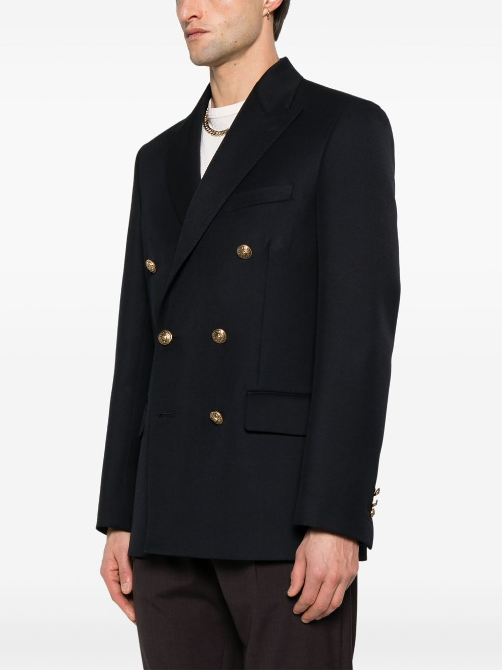 Wool Double-Breasted Blazer Jacket - 5