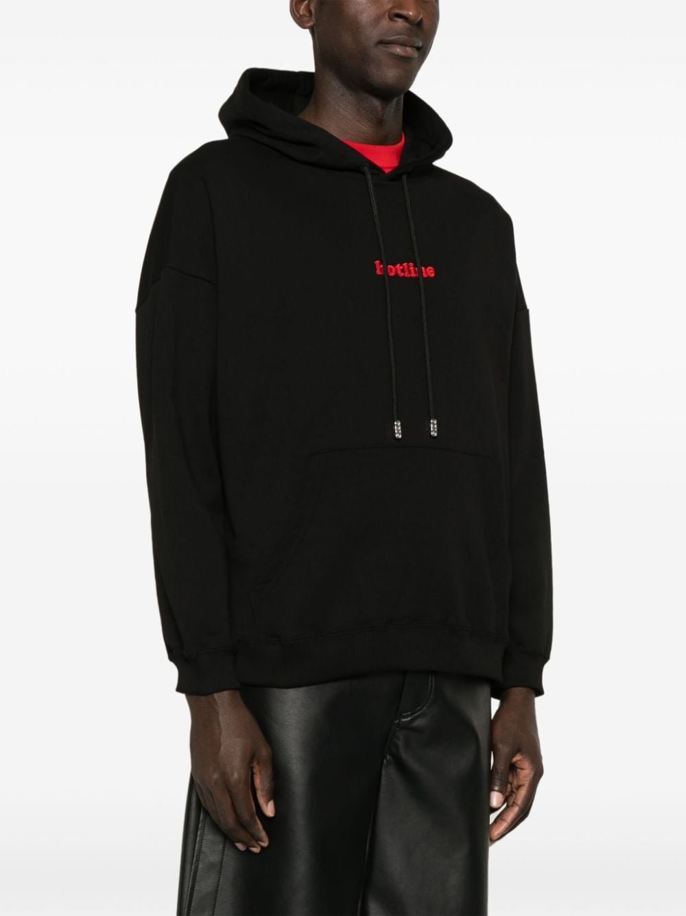 Hotline-embroidered hoodie - 4