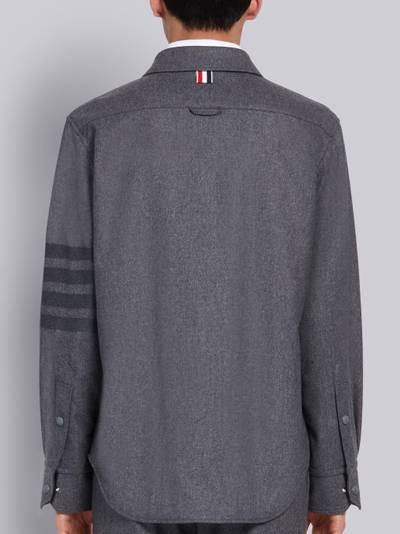 Thom Browne Medium Grey Wool Cashmere Flannel Tonal 4-Bar Shirt Jacket outlook