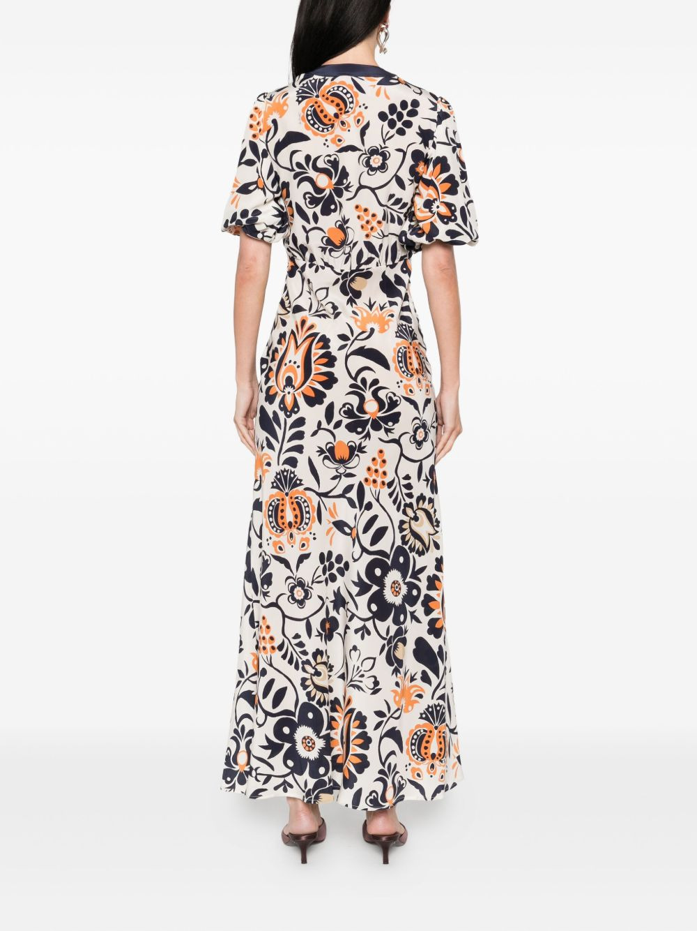floral puff-sleeve dress - 4