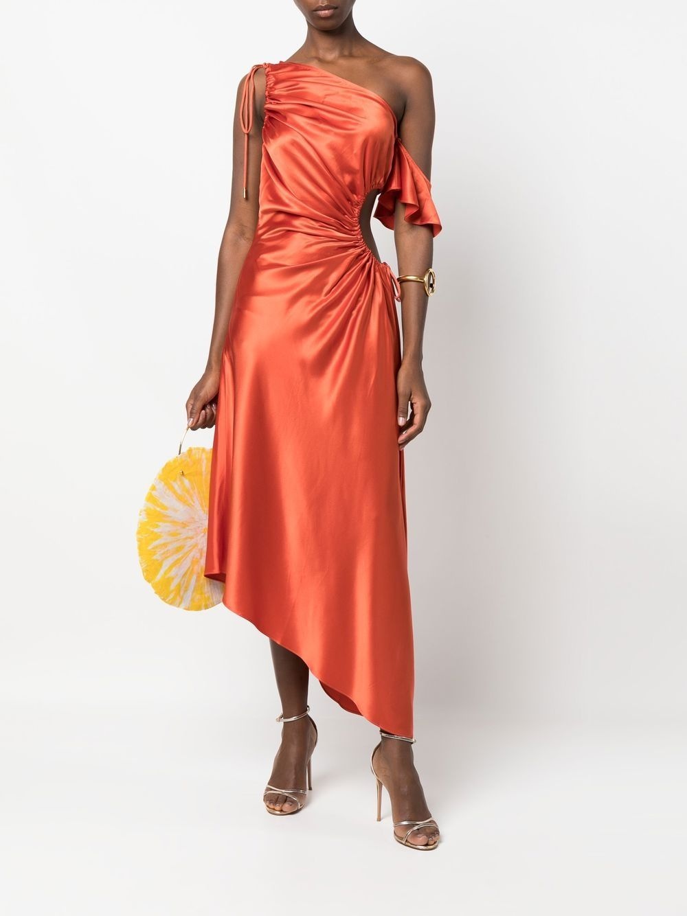 one-shoulder gathered-detail dress - 2