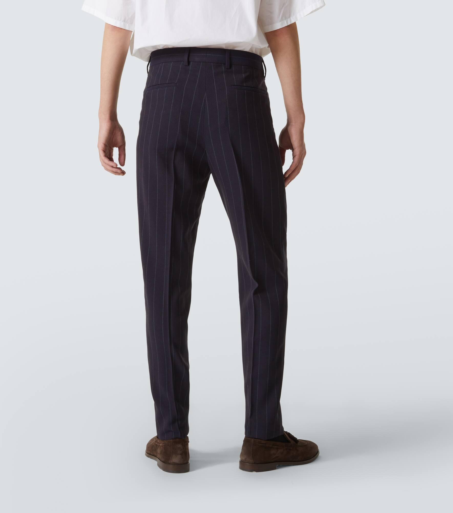 Chalkstripe wool straight pants - 4
