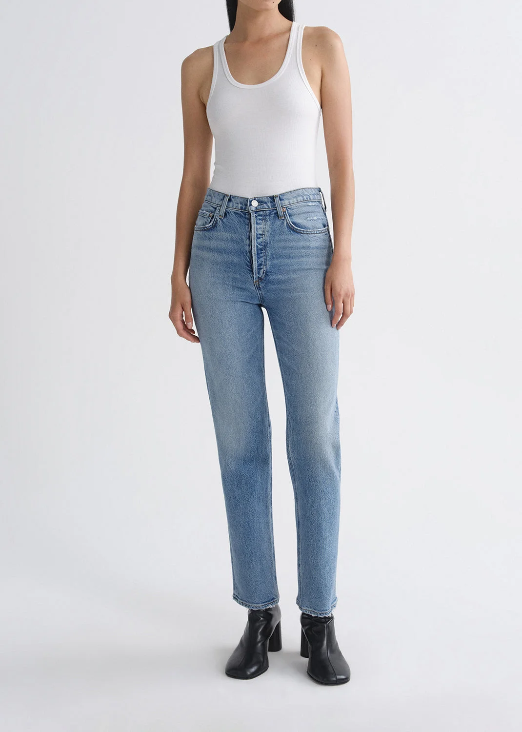 90'S PINCH WAIST HIGH RISE STRAIGHT LONG (WEIGHTLESS STRETCH) IN RENEW - 1