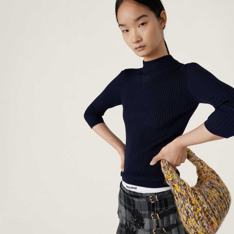 Ribbed knit wool turtleneck sweater 5