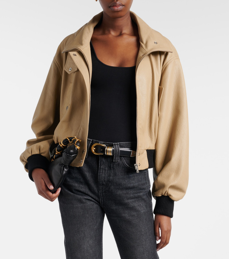 NOUR HAMMOUR Briar cropped leather blouson jacket outlook