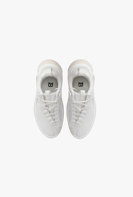 White gummy leather and mesh B-Runner sneakers - 4