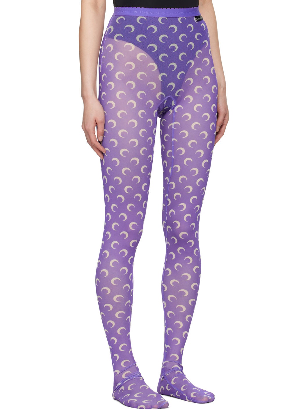 Purple Recycled Moon Mesh Tights - 2