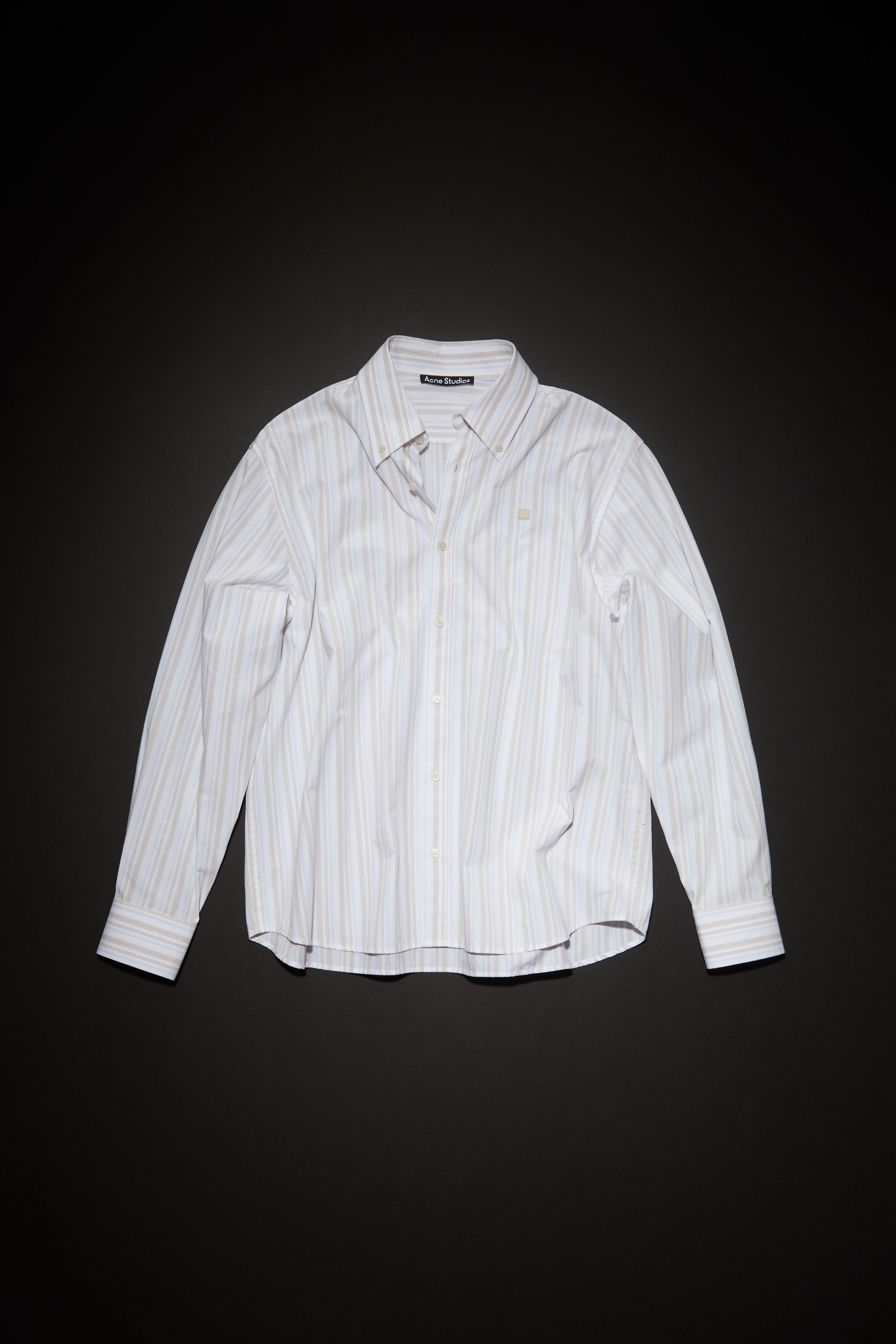 Stripe button-up shirt - White/brown - 1