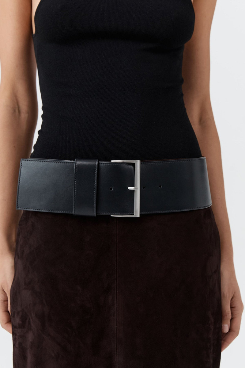 ST. AGNI Wide Classic Belt - Black outlook