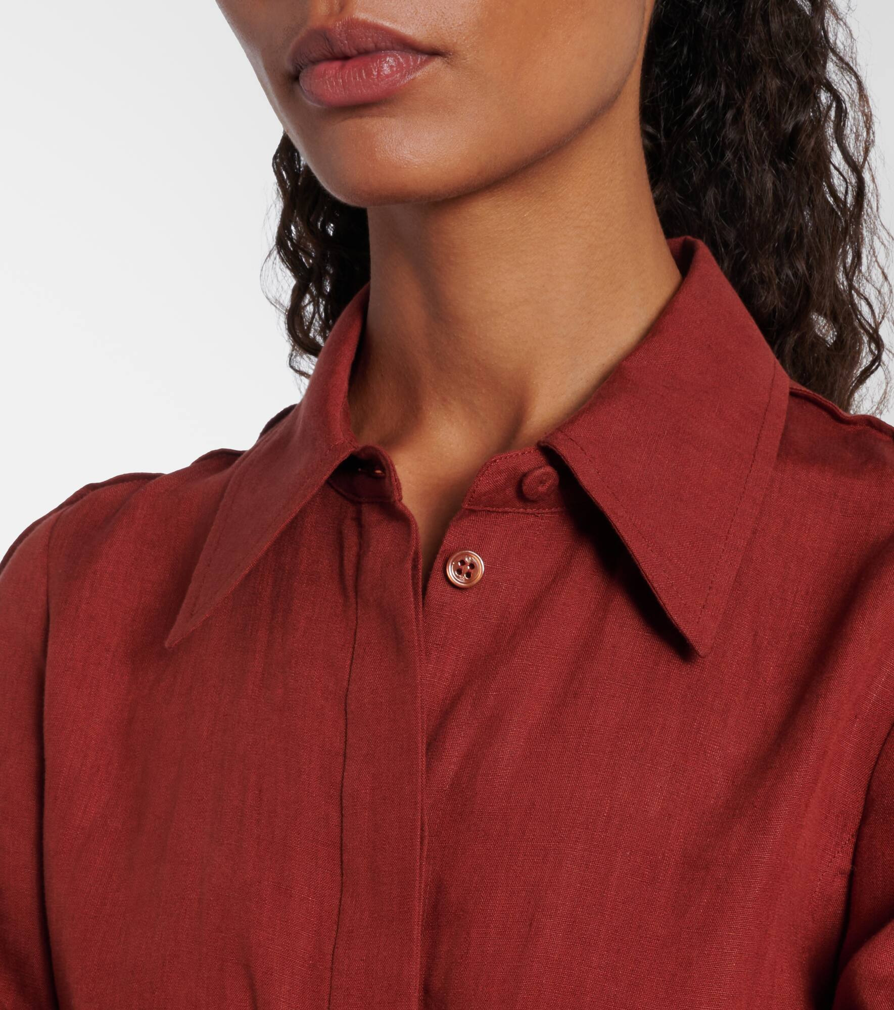 Maude belted linen shirt dress - 4