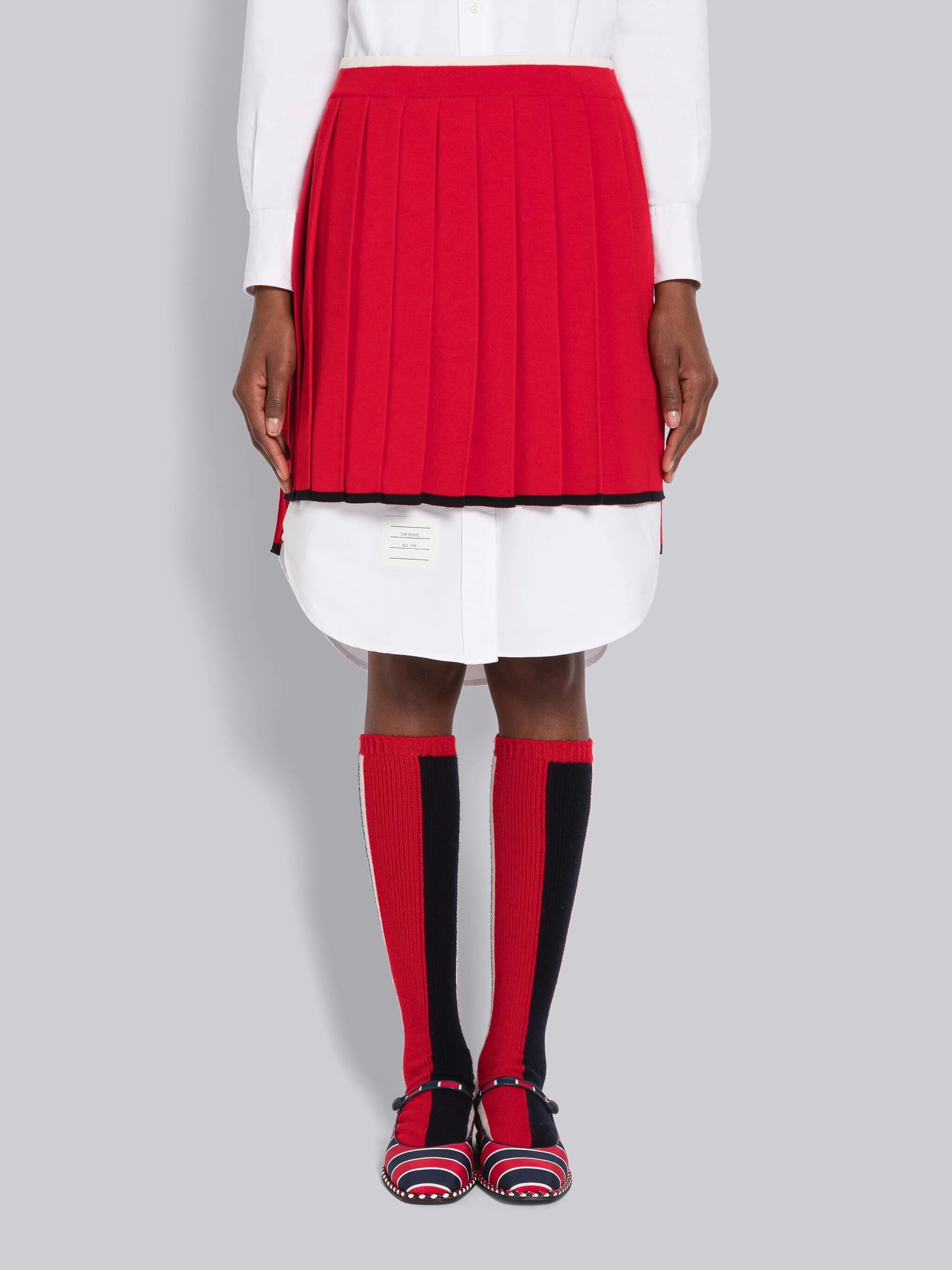 Milano Stitch Merino Tipping Pleated Mini Skirt - 1
