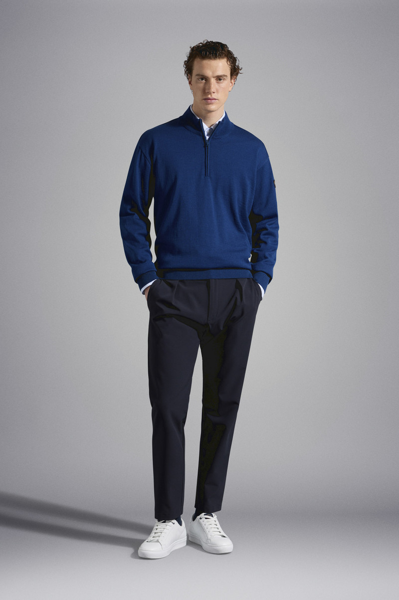 Paul & Shark HALF-ZIP MERINO WOOL SWEATER WITH ICONIC BADGE outlook