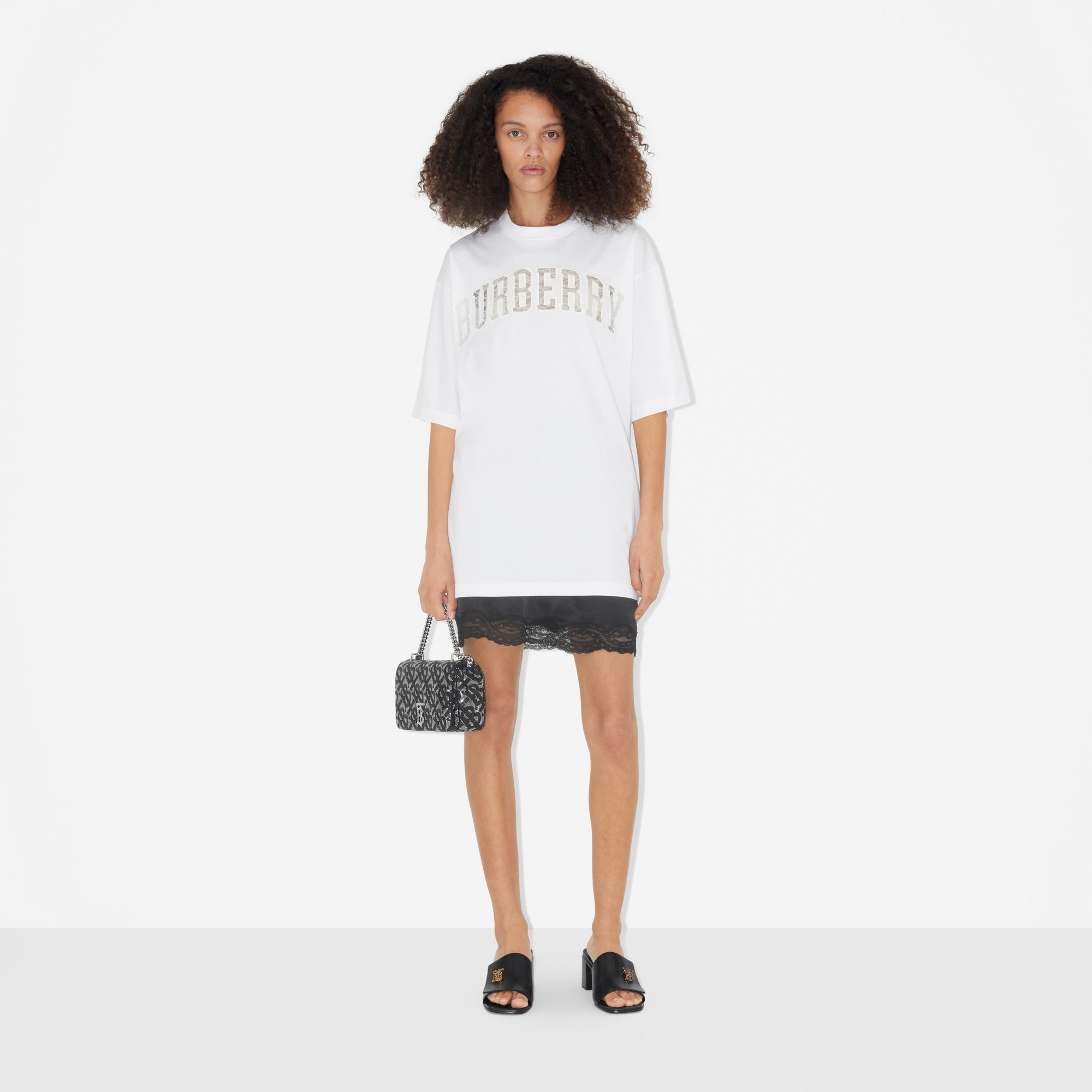 Lace Logo Cotton Oversized T-shirt - 2