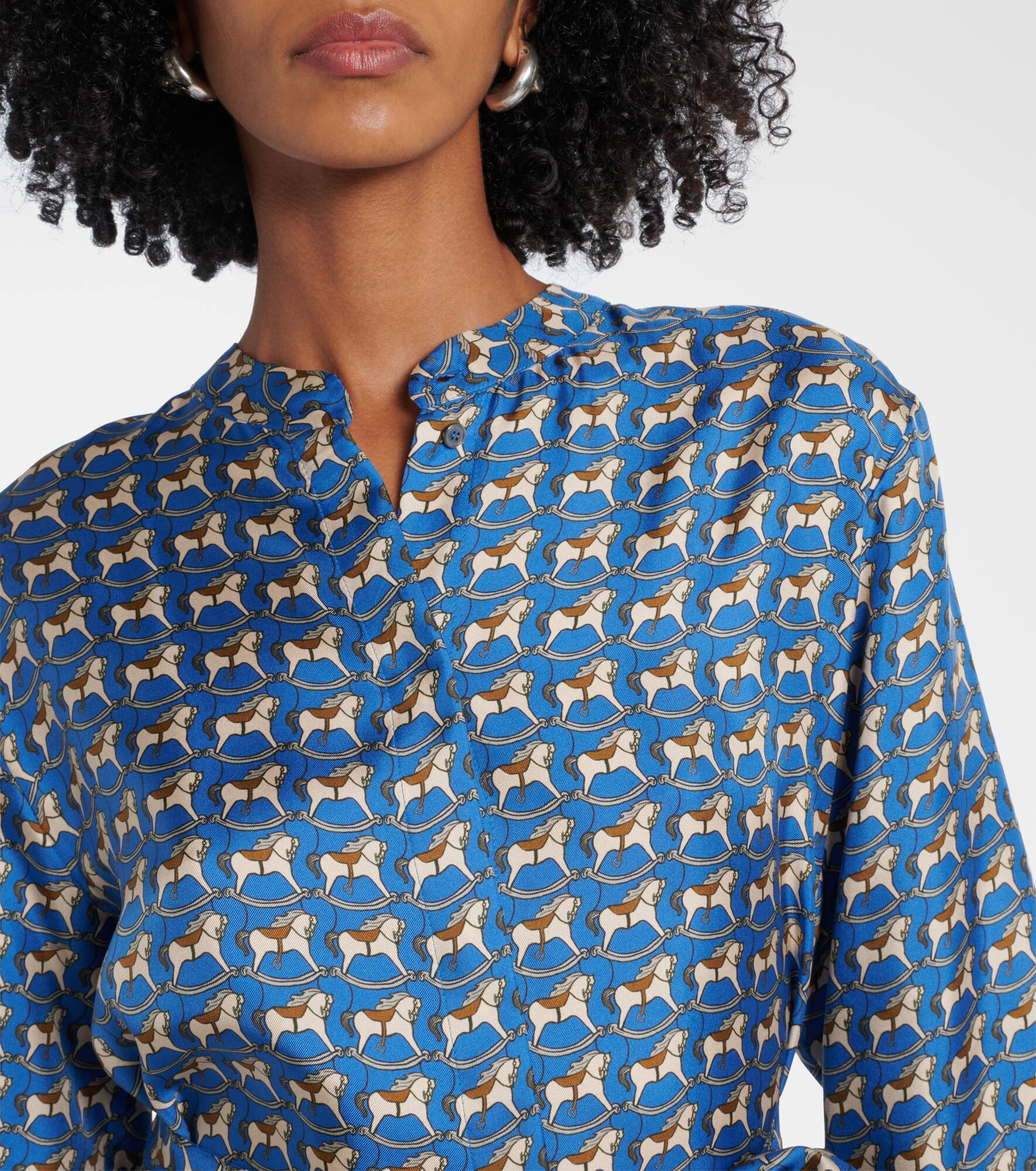 Printed silk twill tunic - 4