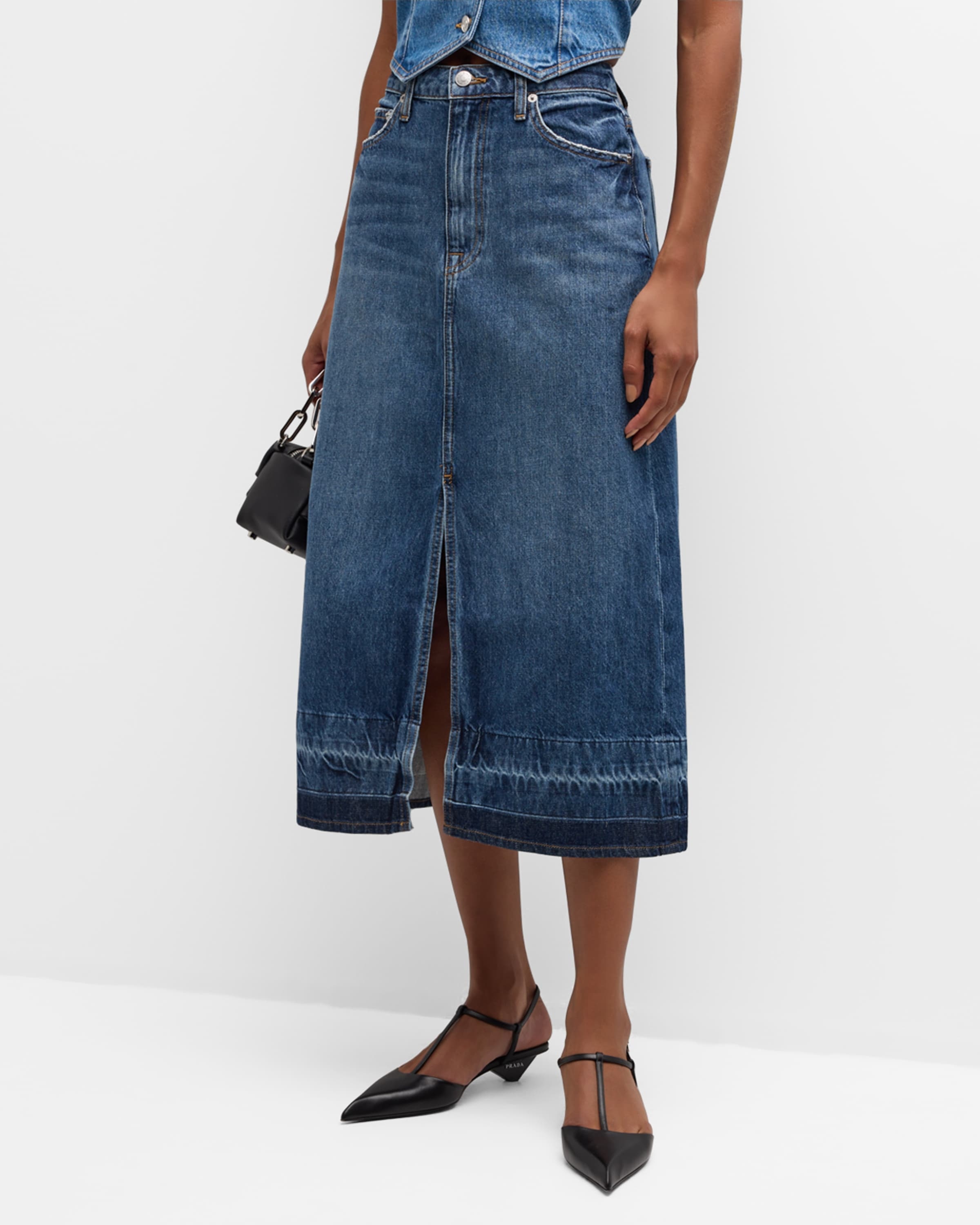 Della Release-Hem Denim Midi Skirt - 2