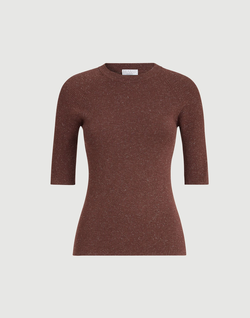 Sparkling cashmere lightweight rib sweater 1
