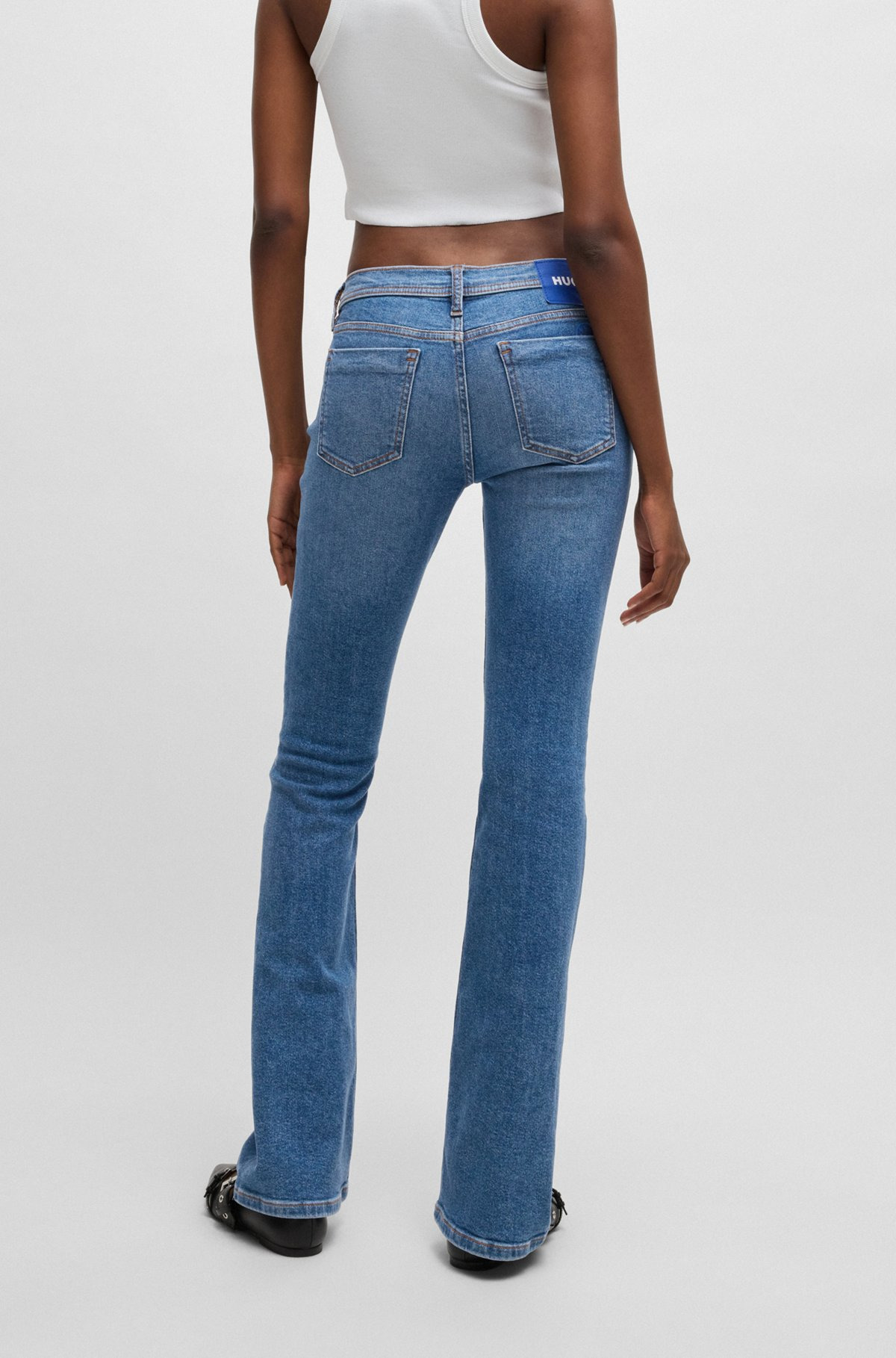 FLARED JEANS IN BLUE COMFORT-STRETCH DENIM - 4