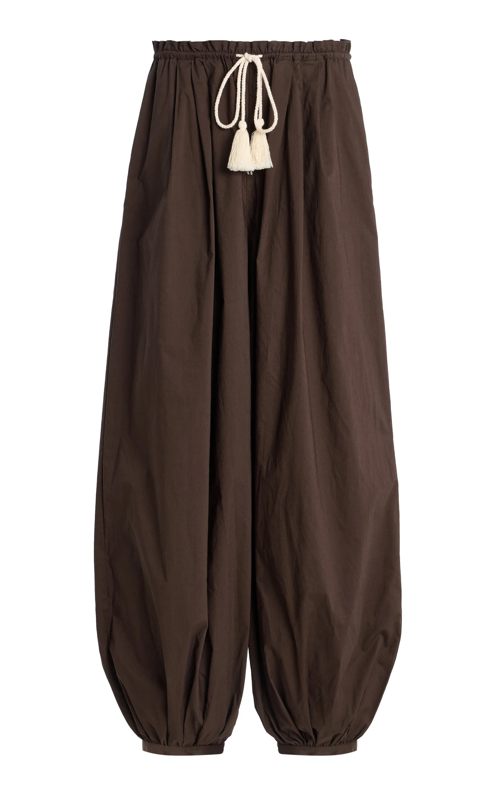 Bazaar Wide-Leg Cotton Pants brown - 1