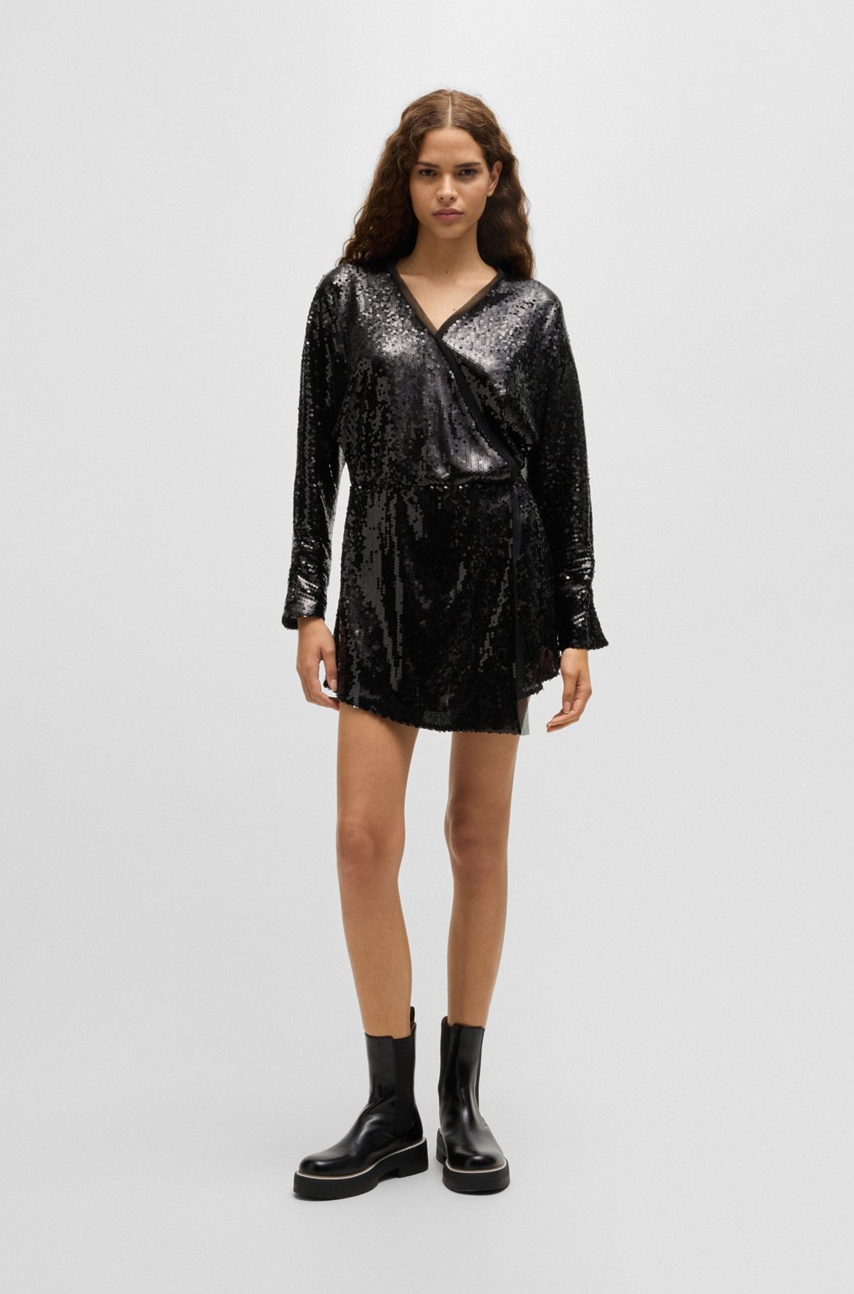 SEQUINNED JUMPSUIT WITH WRAP FRONT - 3