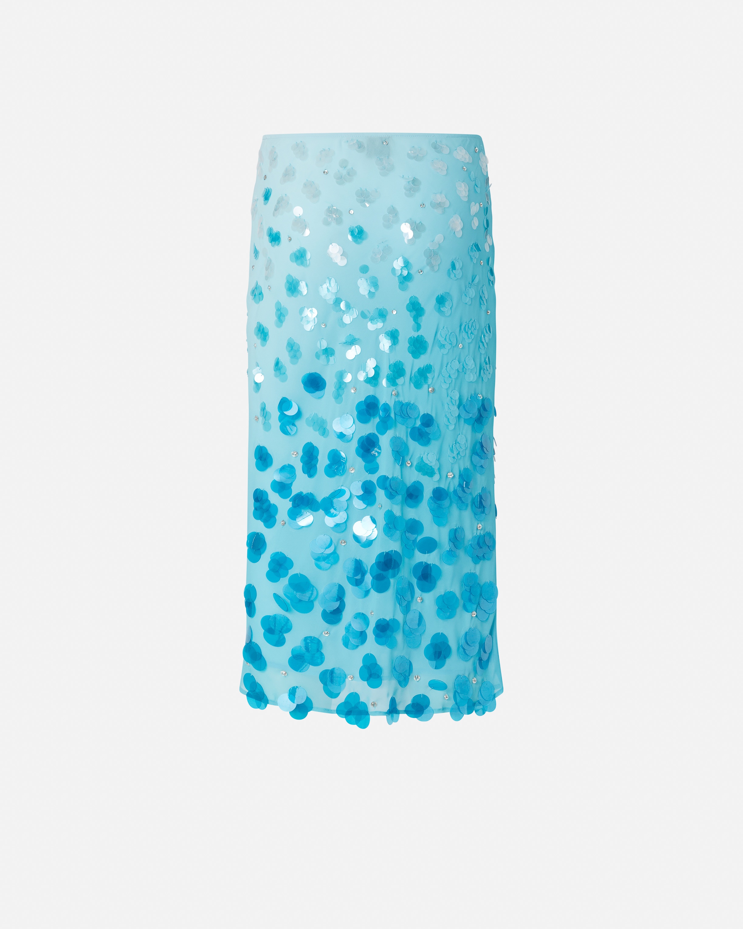 GRADIENT GEORGETTE CALF-LENGTH SKIRT WITH SEQUINS AND RHINESTONES - 6