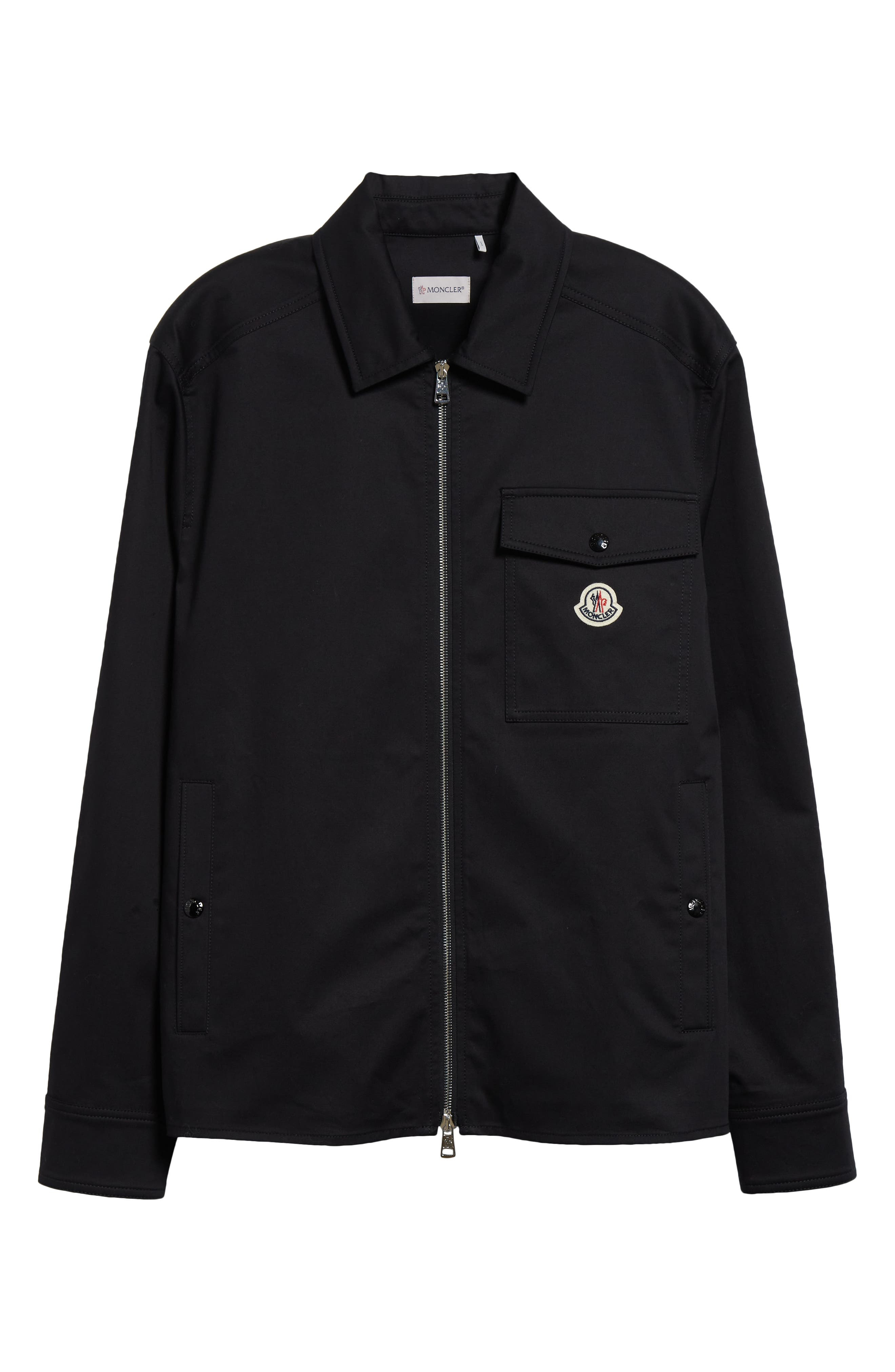 Moncler Camicia Stretch Cotton Zip Shirt Jacket in Black at Nordstrom - 5