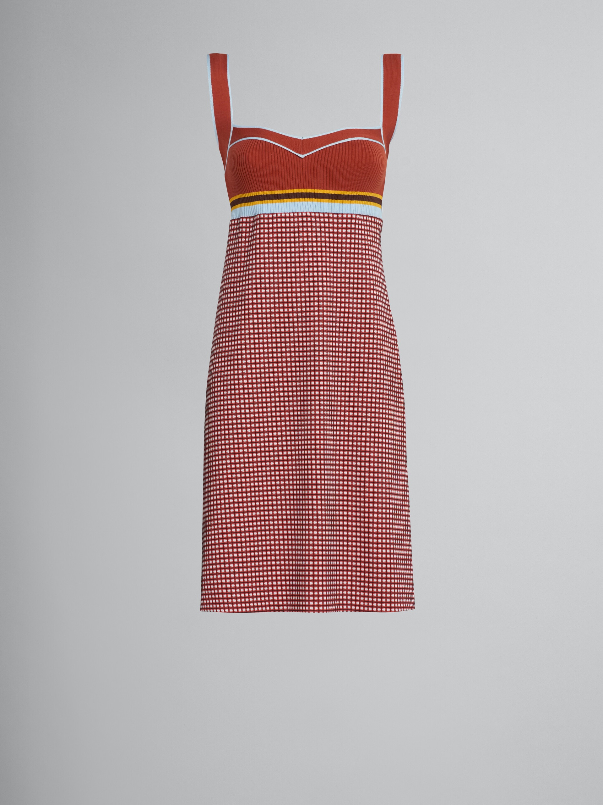 SHEATH DRESS IN ORANGE JACQUARD FABRIC - 1