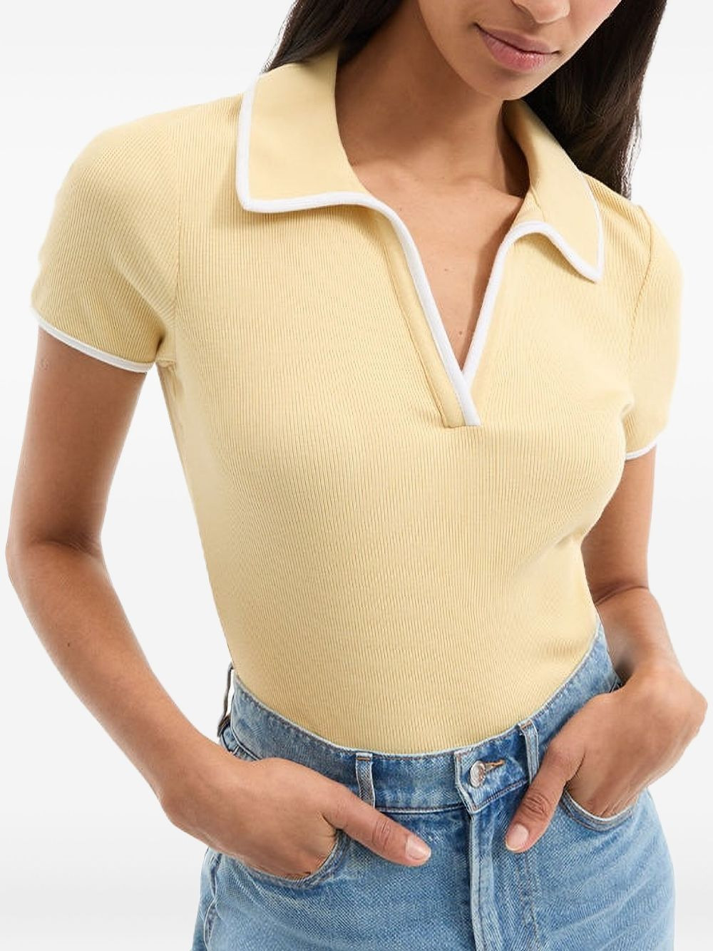 contrast-piping ribbed top - 4