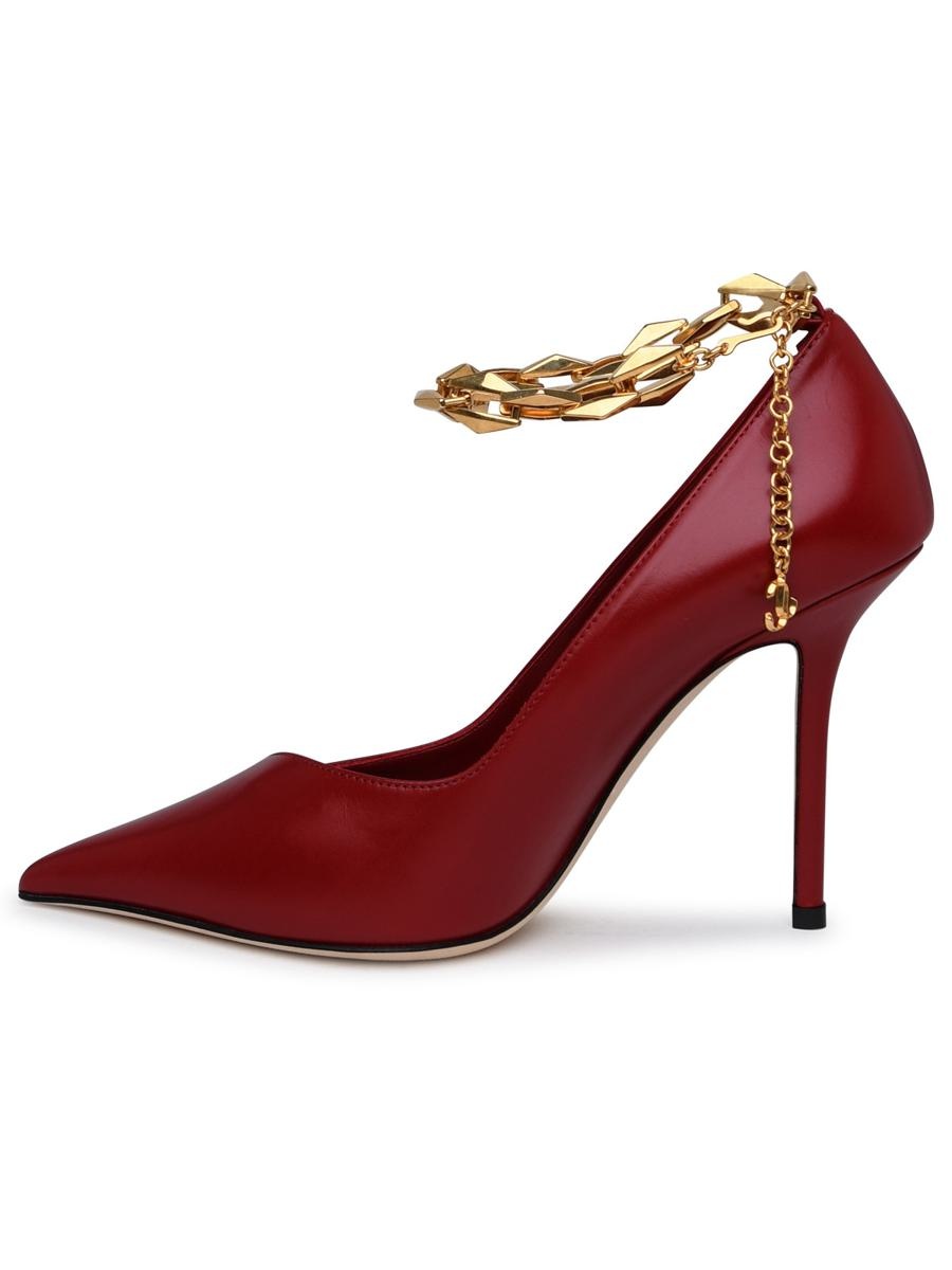JIMMY CHOO DIAMOND PUMPS IN RED LEATHER - 3