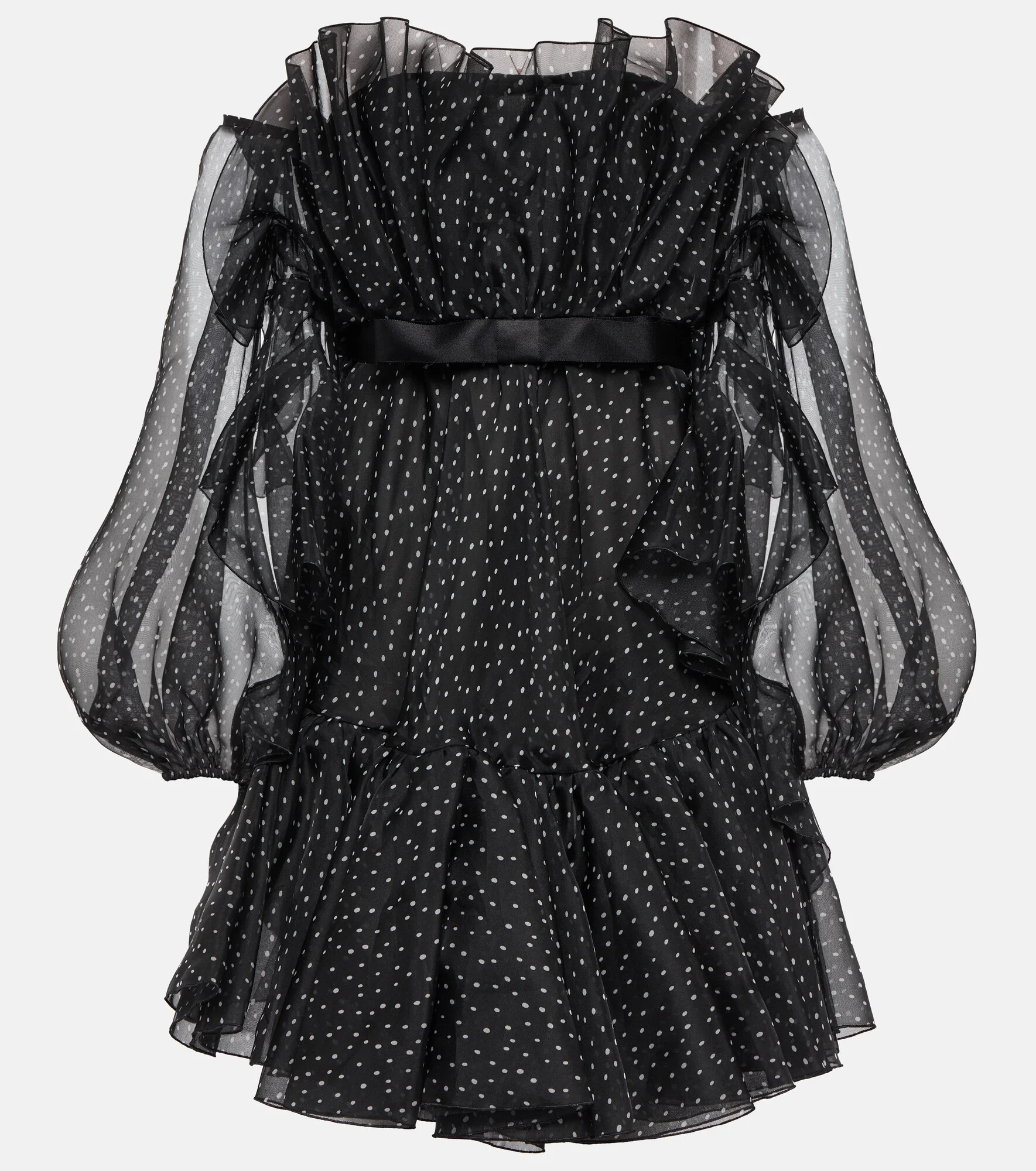 Polka-dot strapless silk mini dress - 1