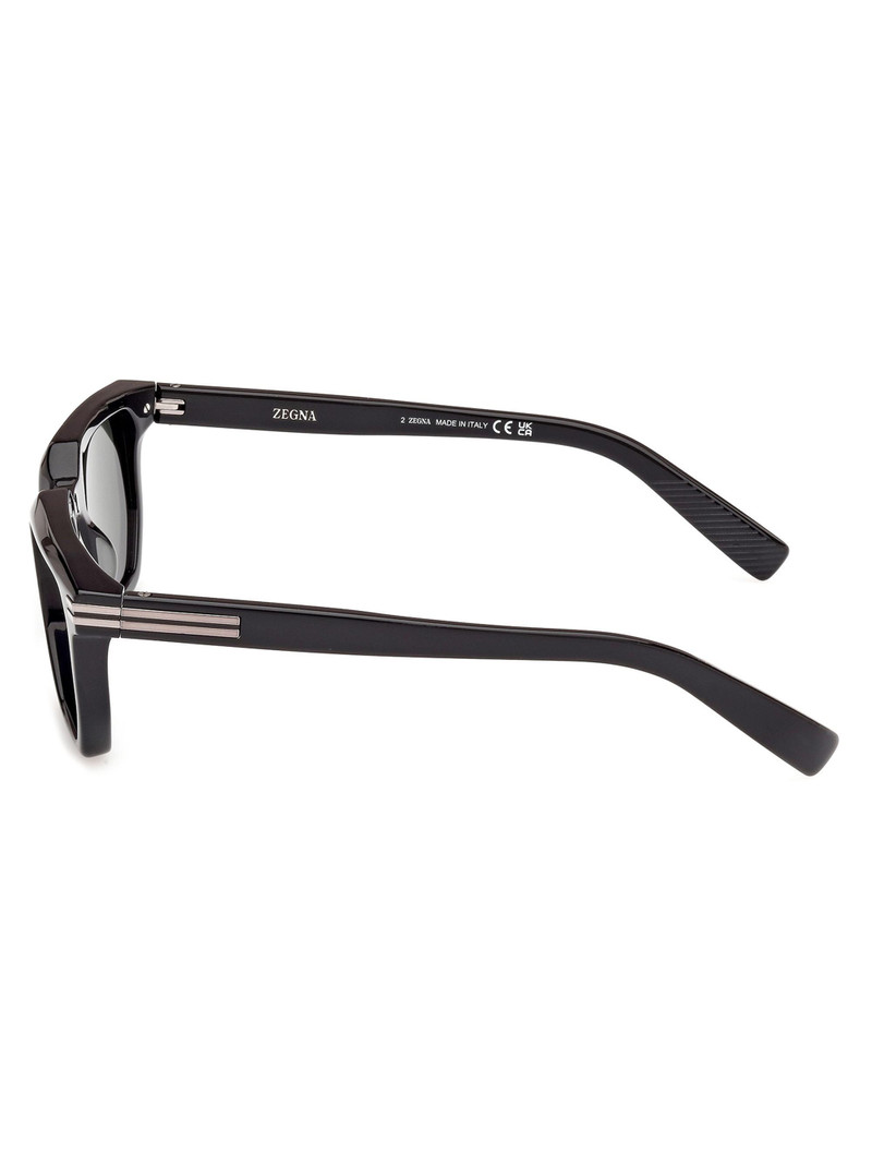 Men's 54MM Rectangular Sunglasses - Shiny Black Green 4