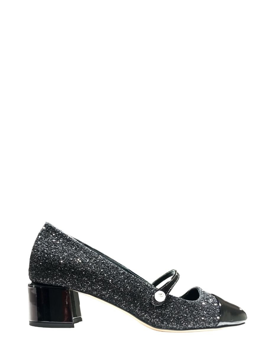 Jimmy Choo JIMMY CHOO PUMPS IN PATENT LEATHER AND LARGE BLACK GLITTER - 1