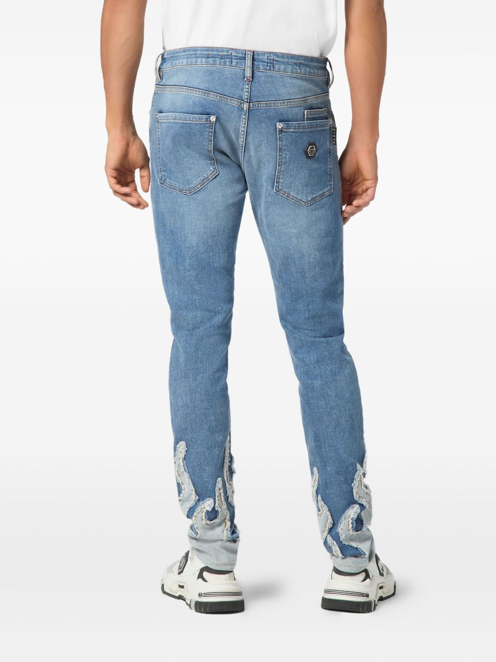 flame-appliqué jeans - 4