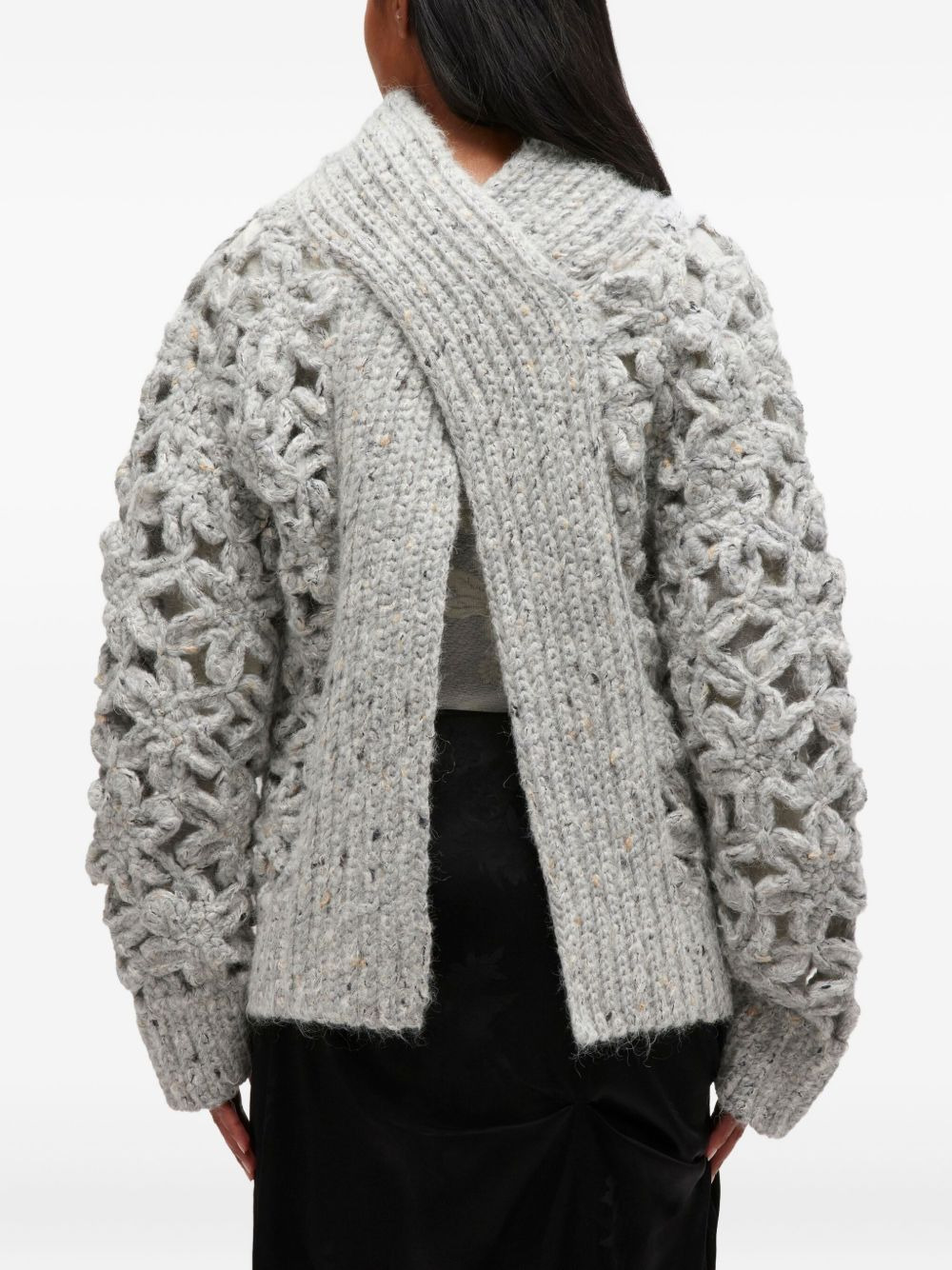 flower crochet alpaca sweater - 4