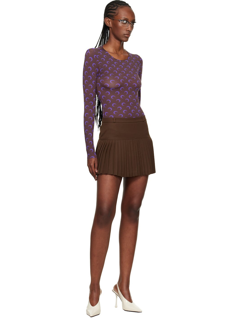 Marine Serre Brown Virgin Wool Stretch Twill Miniskirt outlook