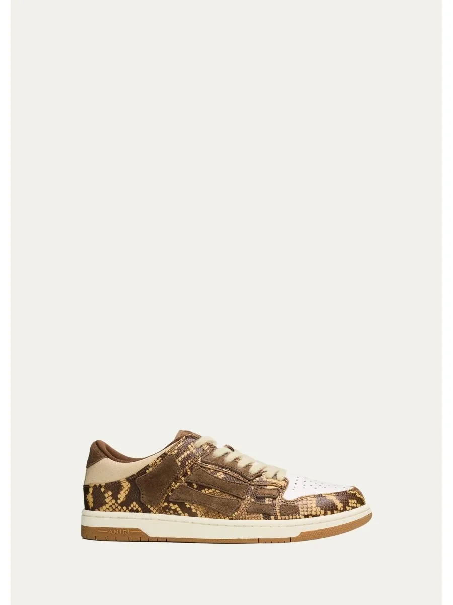 Python-Printed Leather Low-Top Sneakers - 1